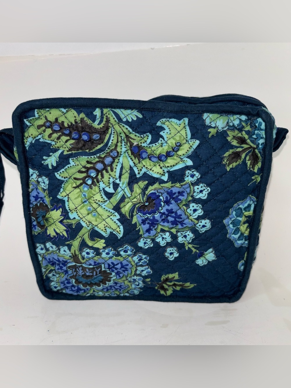 April Cornell Quilted Floral Cosmetic Travel Bag Blue Cotton NWT